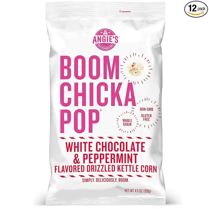 "Angie's Kettle Corn White Chocolate and Peppermint 4.5 oz, Pack of 12"