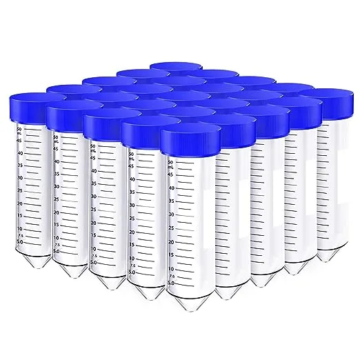 25PCS 50ML PLASTIC Conical CENTRIFUGE TUBES POLYPROPYLENE STERILE BLUE SCREW CAP