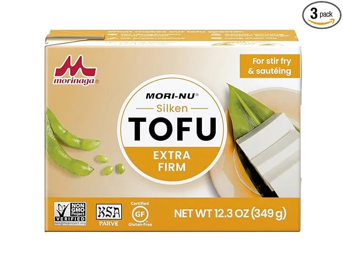 Mori-Nu Silken Tofu Extra Firm | Velvety Smooth and Creamy | Low Fat, Gluten-Free, Dairy-Free, Vegan, Made with Non-GMO soybeans, KSA Kosher Parve | Shelf-Stable | Plant protein | 12.3 oz x 12 Packs