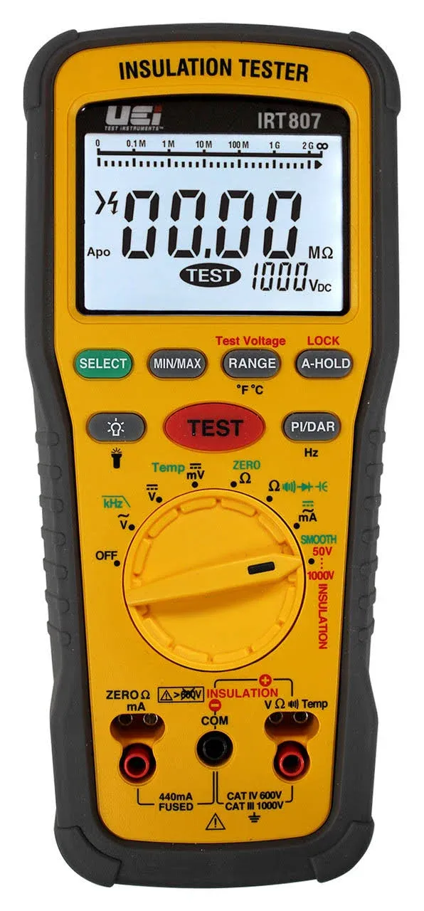 Uei 1000V AC/DC Advanced Insulation Resistance Tester IRT807