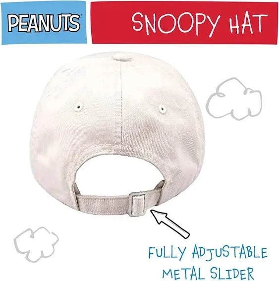 Concept One Peanuts Snoopy Dad Hat, Adult Baseball Cap with Curved Brim