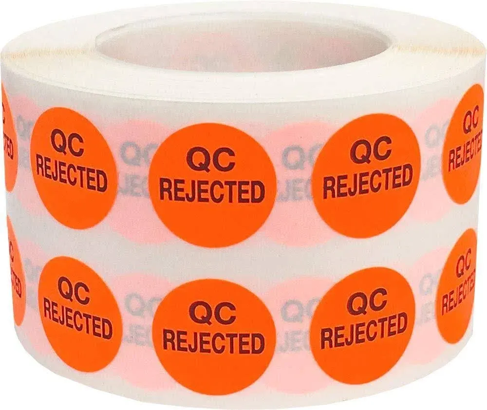 QC Rejected Labels 0.50 inch 1,000 Total Adhesive Stickers on A Roll