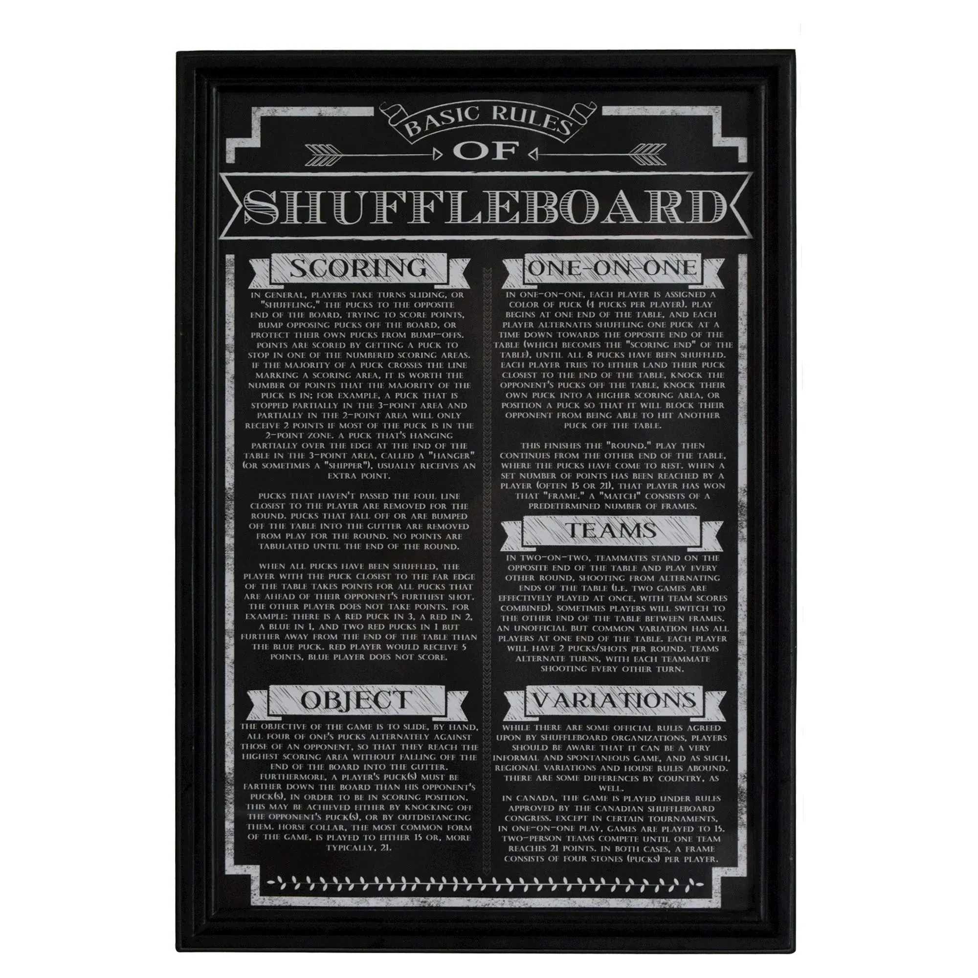 Hathaway Shuffleboard Game Rules Wall Art - Black