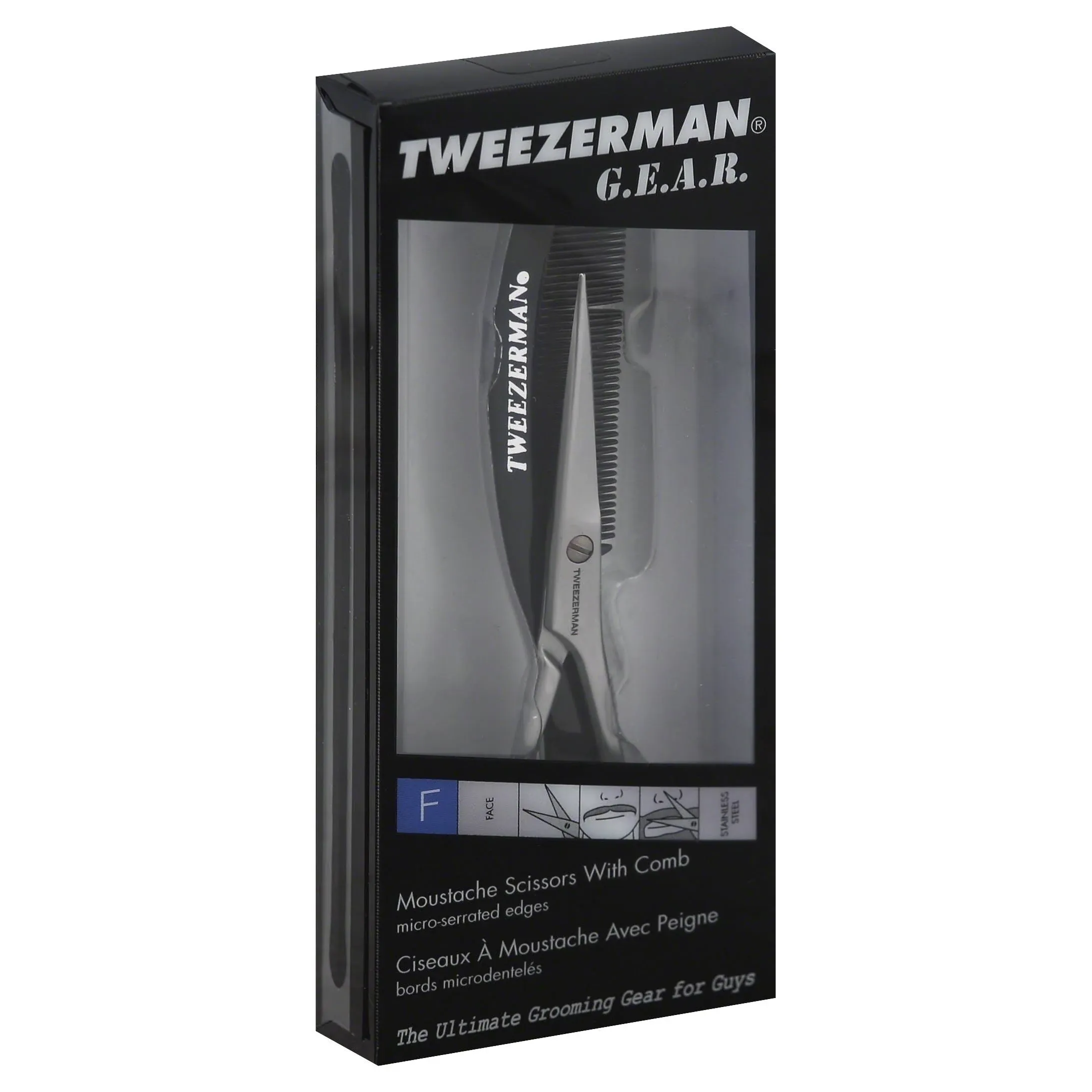 Tweezerman G.E.A.R. Scissors, Moustache, with Comb