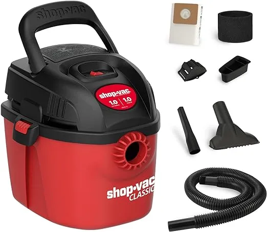 Shop-Vac 2021000 Micro Wet/Dry Vac Portable Compact Micro Vacuum with Collapsible Handle Wall Bracket & Multifunction Accessories Uses Type A Filter Bag & Type MM Foam Sleeve