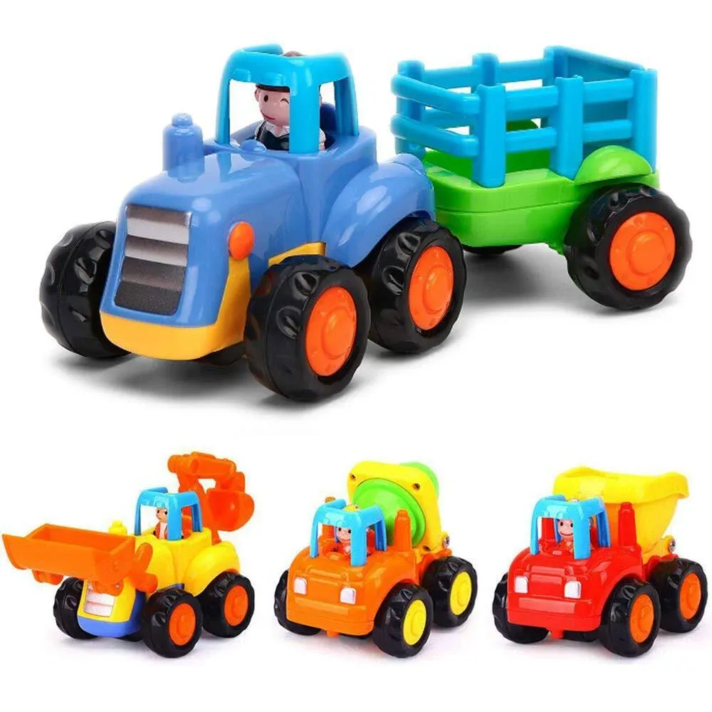  Push and Go Friction Powered Cars Construction Vehicles Toy Set Tractor 