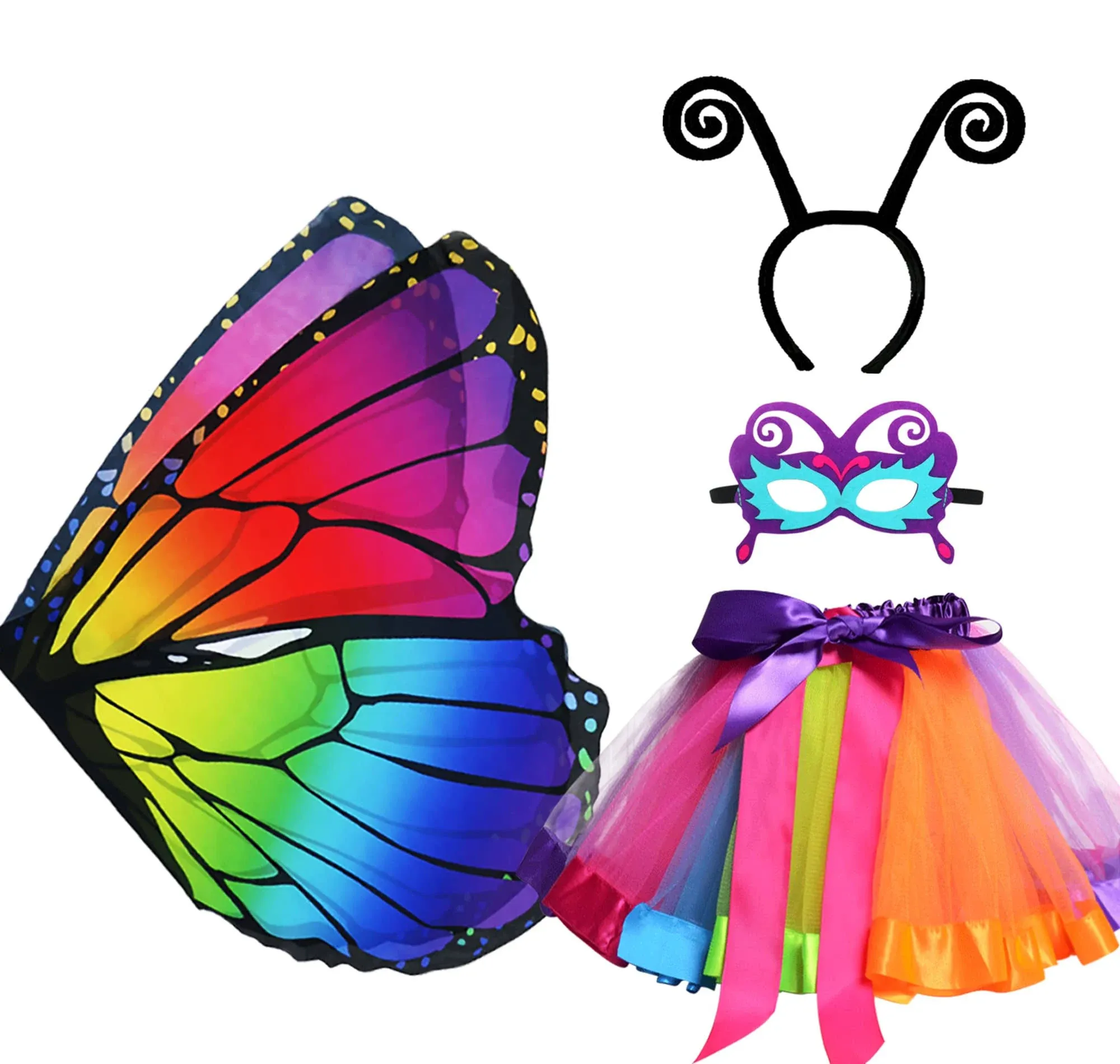 D.Q.Z Kids Fairy-Butterfly Wings Costumes for Girls 4pcs Child Butterfly Wings ...