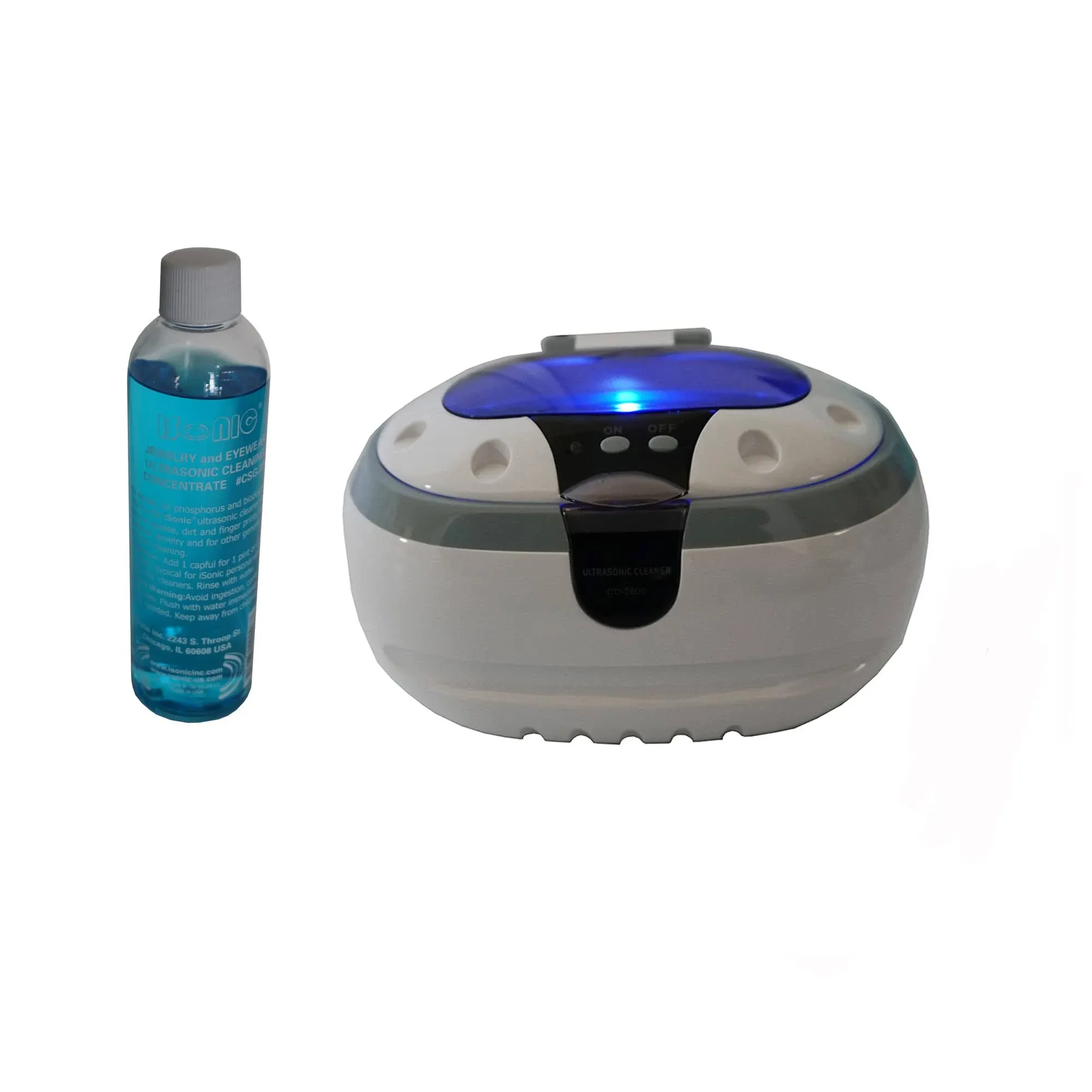 iSonic® Ultrasonic Jewelry Cleaner CD-2800 with Cleaning Solution Concentrate CSGJ01, 110V