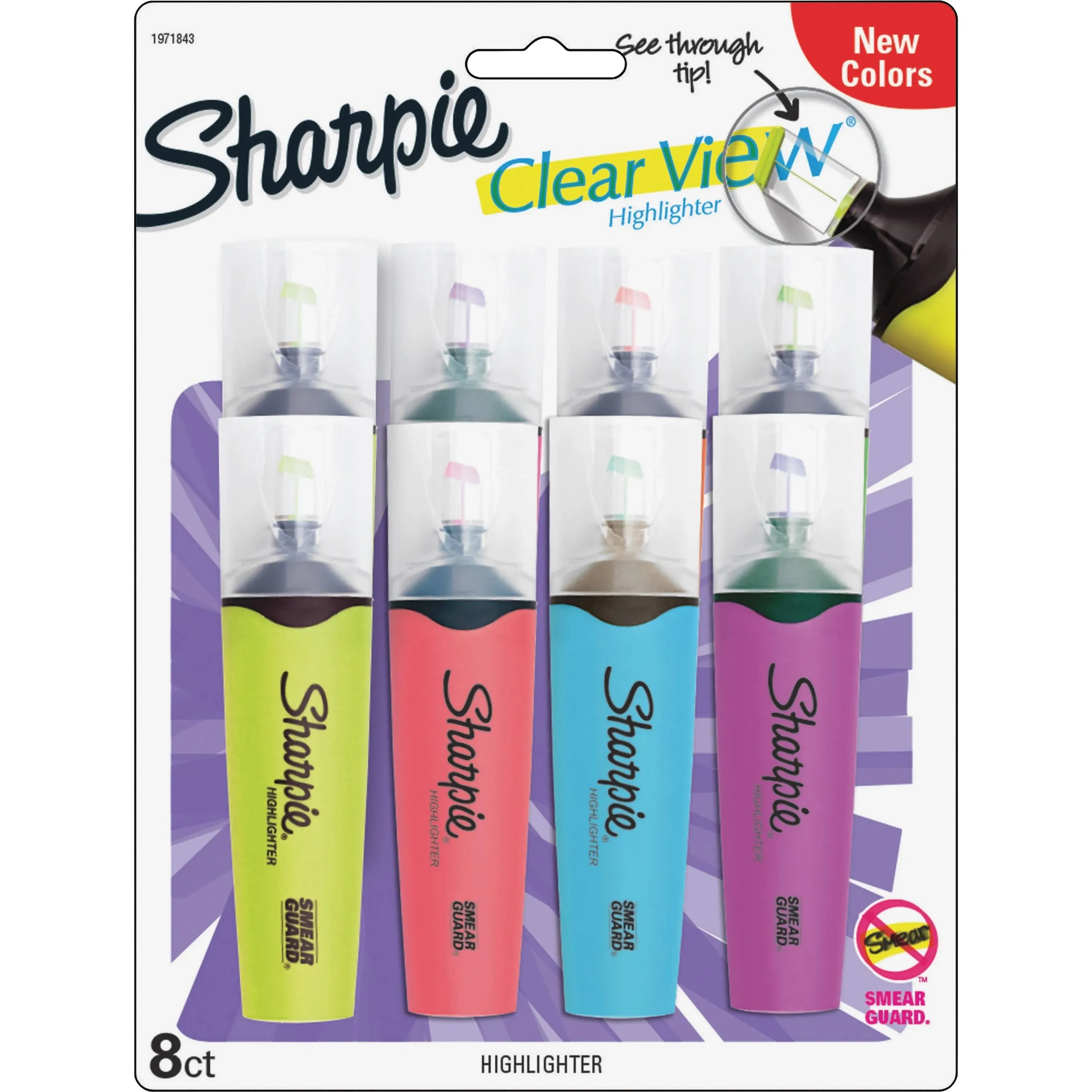 Sharpie, San1971843, Clear View Highlighter, 8 / Pack, Assorted