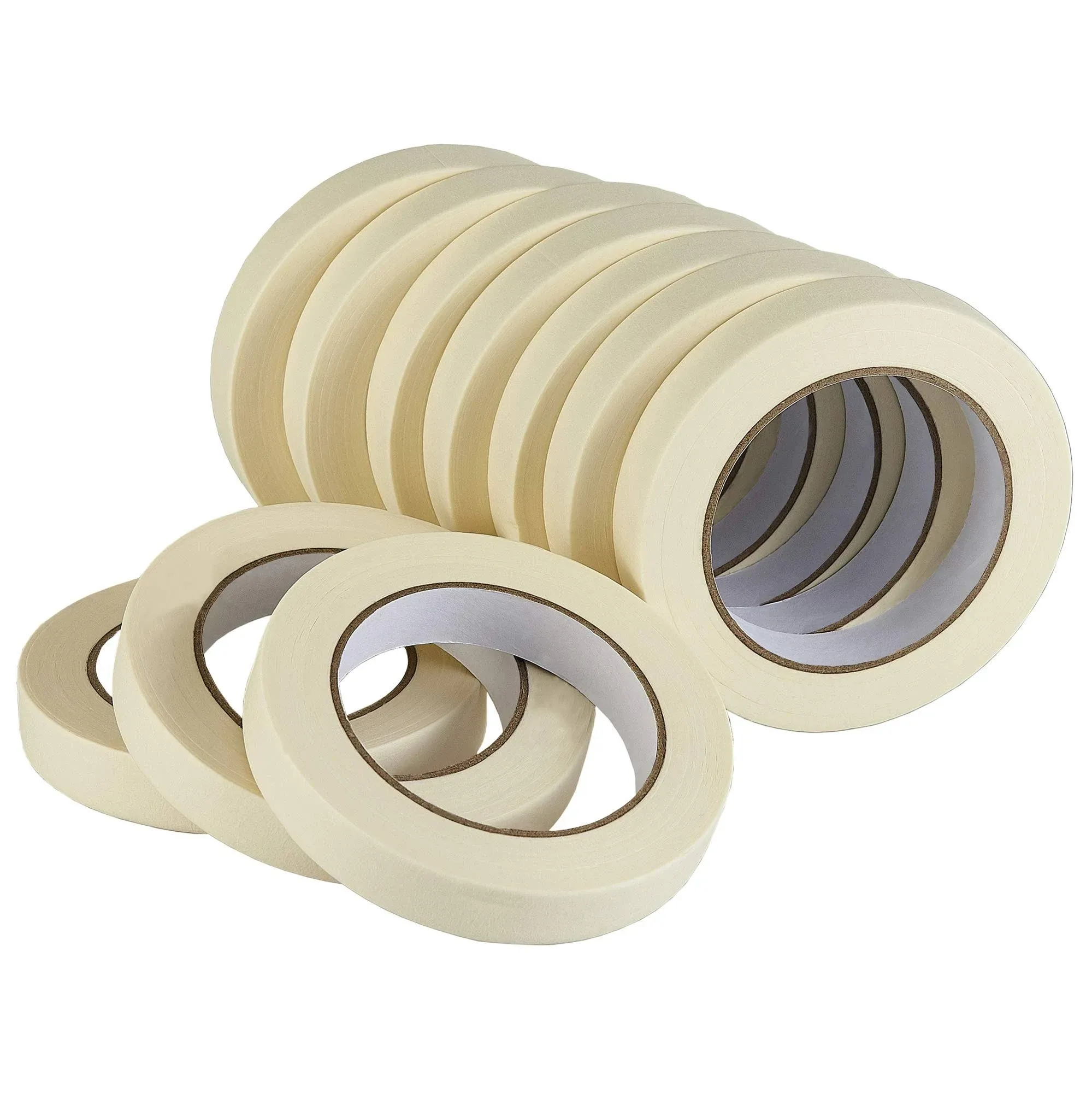 Masking Tape 10 Pack General Purpose Beige White Color, 0.75 inch x 55 Yards x 1