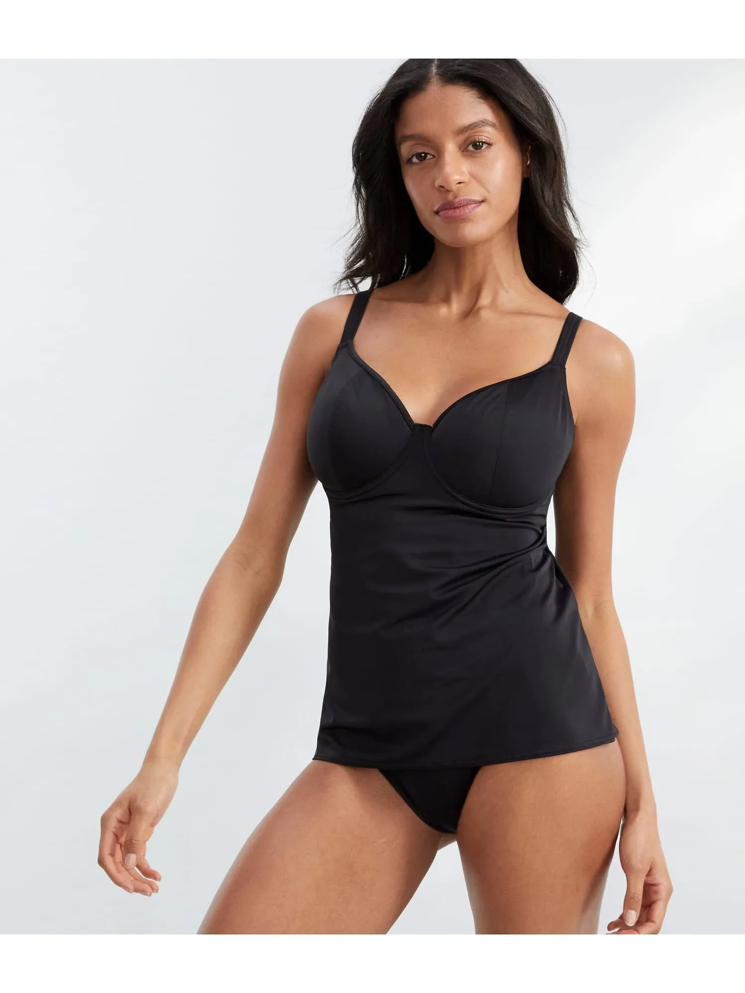 Freya Jewel Cove Underwire Non Padded Plunge Tankini Top, Black