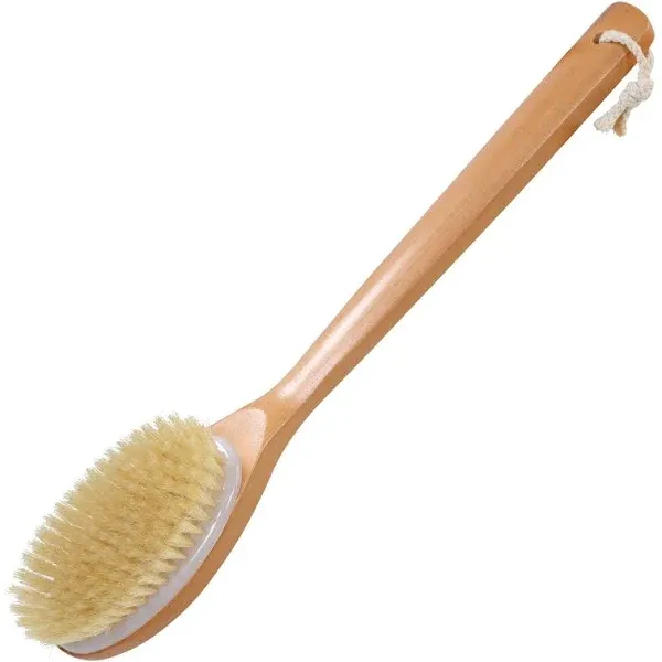 OWIIZI Bath Brushes with Soft and Natural Bristles Antiskid Wooden Long Handl...