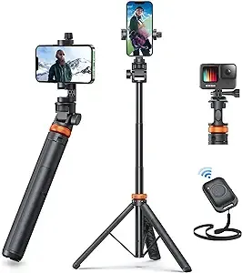 Newest iPhone Tripod Stand, EUCOS 62" Phone Tripod&Selfie Stick with Remote Shutter for Video Recording, Solidest Cell Phone Tripod Stand for iPhone Compatible iPhone 13Pro Max/12Pro/Samsung/DJI/GoPro