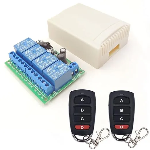 DieseRC DC 12V 24V 4CH Wireless Remote Control Switch 6-30V 10A 4-Channels 433MHz ...