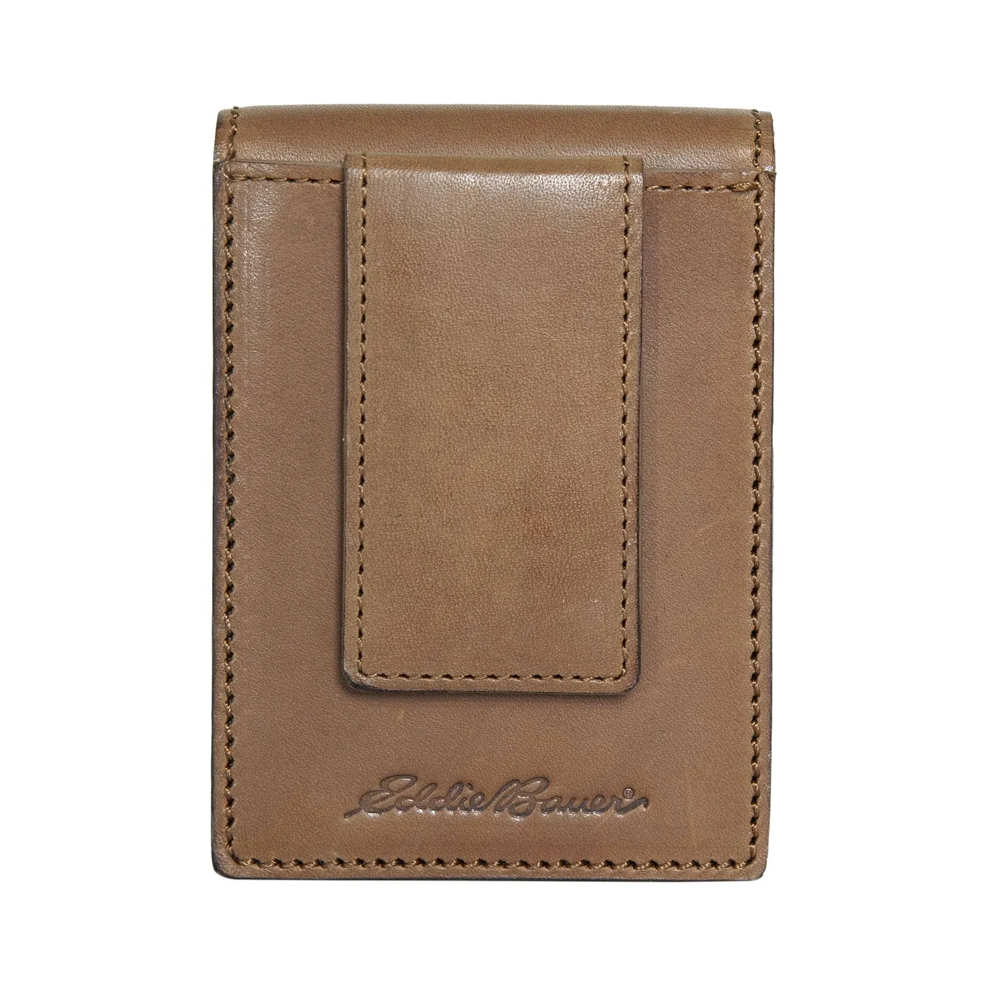 Eddie Bauer Men's Outdoor Leather Front Pocket Wallet, Brown