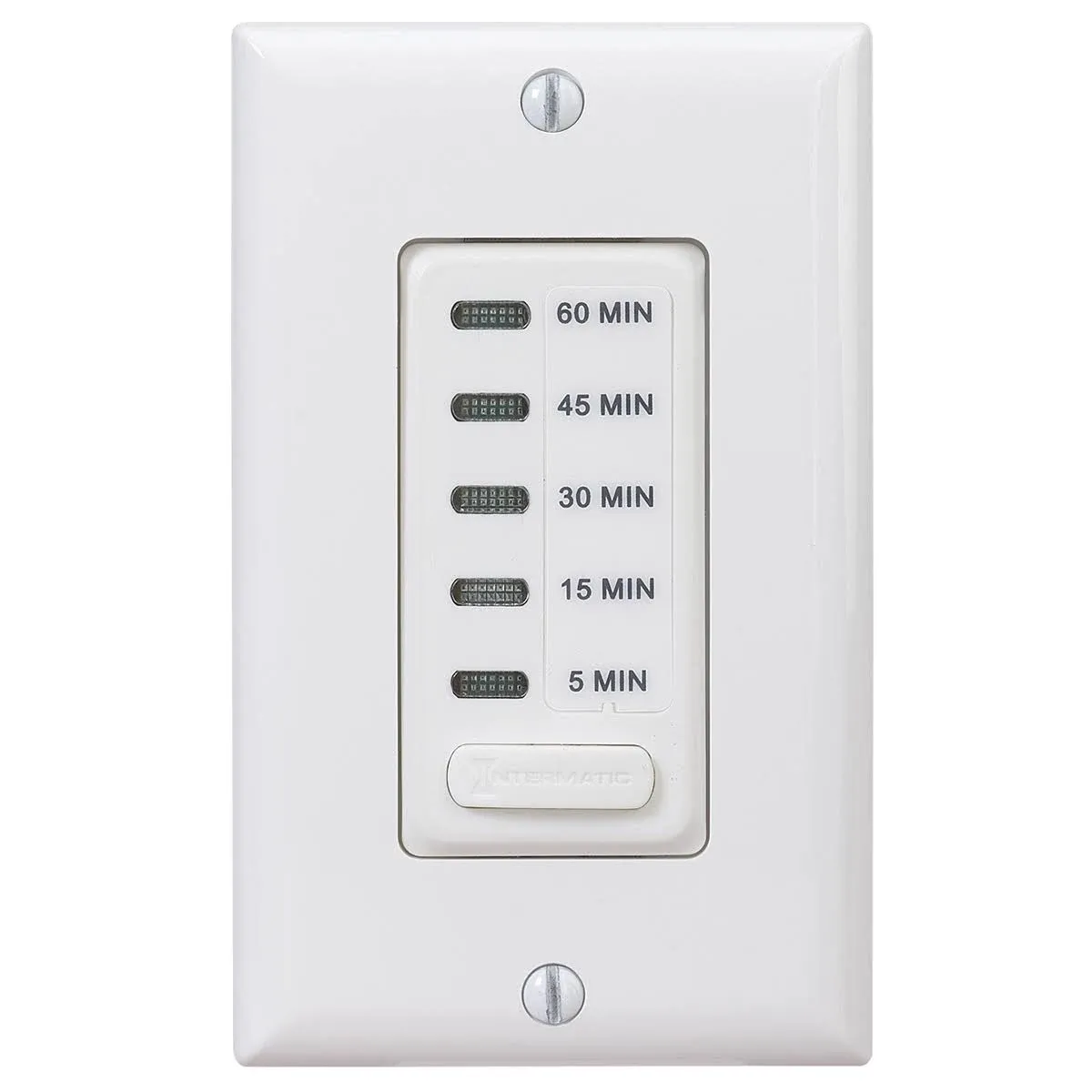 Intermatic EI205W 5/15/30/45/60 Minute Electronic in-Wall Countdown Auto-Off Timer, White