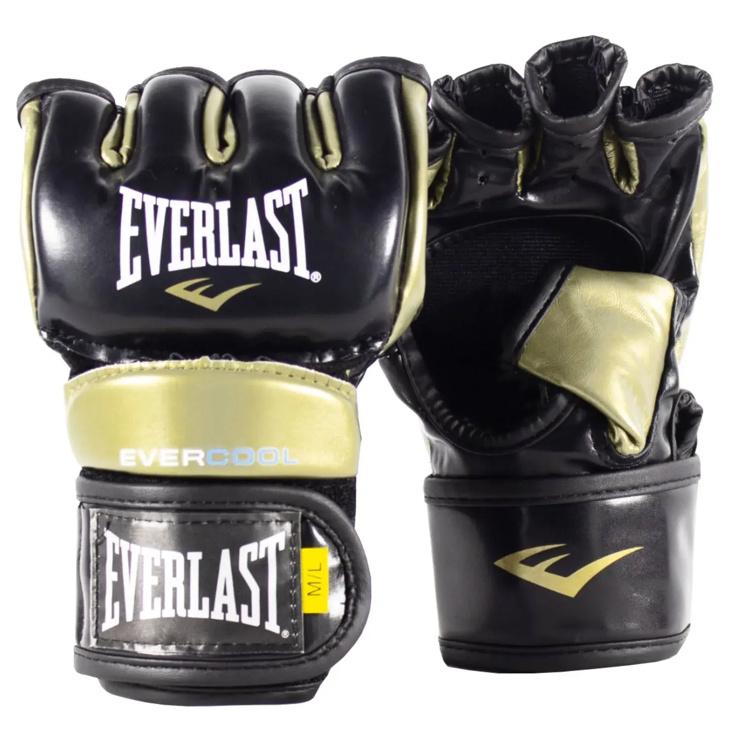 Everlast Everstrike M/L Light Bag MMA Grappling Training Gloves, Black and Gold