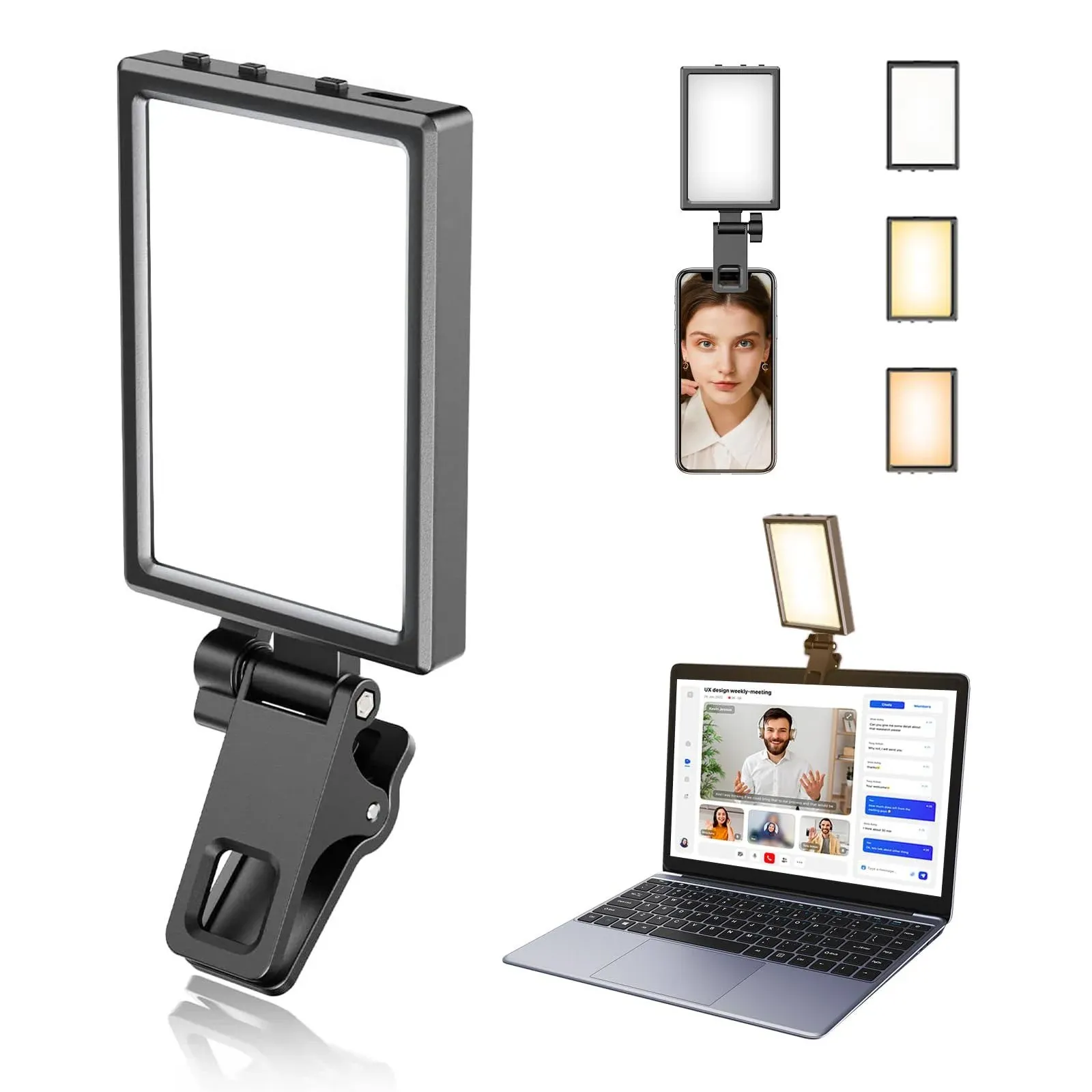 Rechargeable Selfie Light with Clip Video Light for iPhone Tablet Camera Laptop