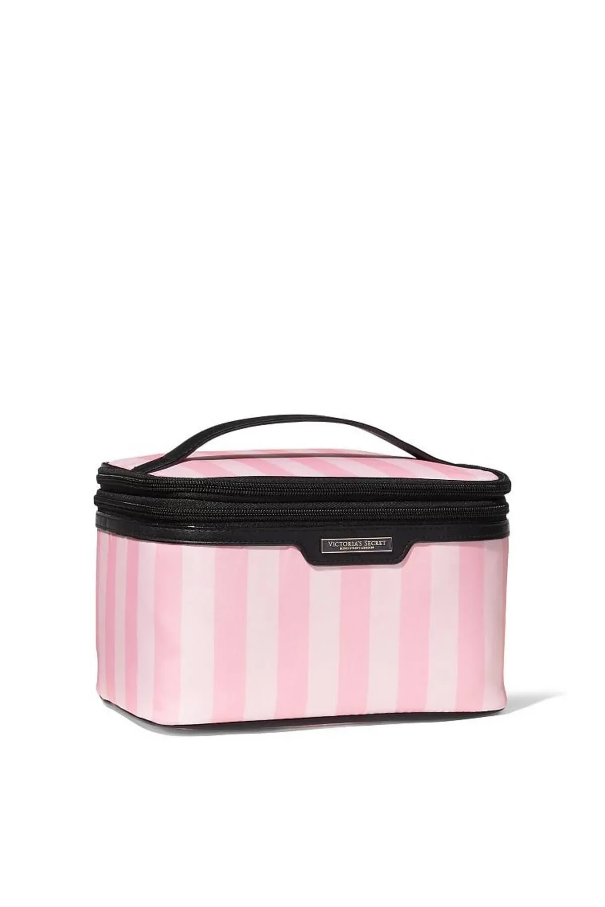 NEW Victoria Secret Train Case Cosmetic Travel Pink Stripe NWT