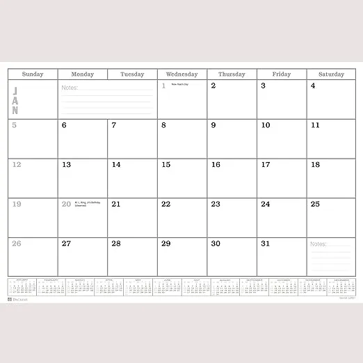 Dacasso Monthly Calendar Refill, 24.5 x 16, White (S2001)