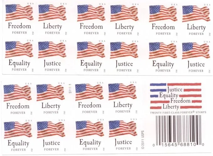 USPS Forever Stamps "Four Flags" Booklet of 20 Stamps