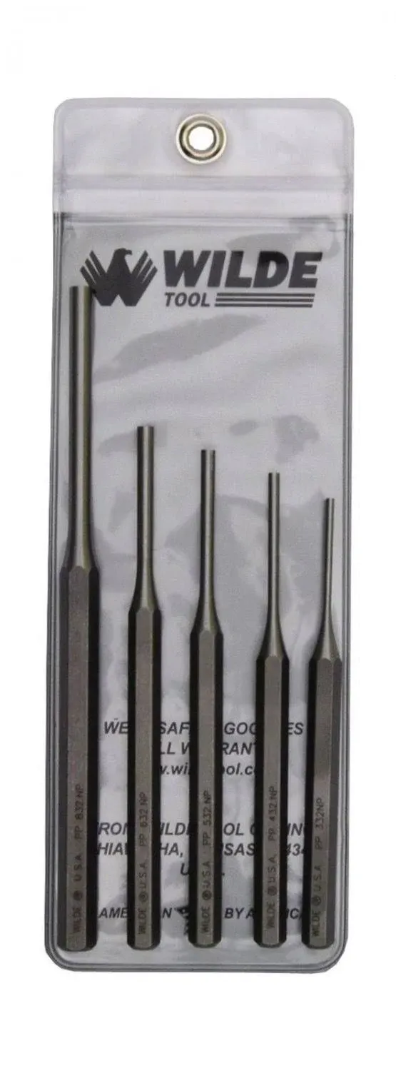 Wilde Tool 5pc Pin Punch Set MADE IN USA 3/32 – 1/4” Inch Professional Quality