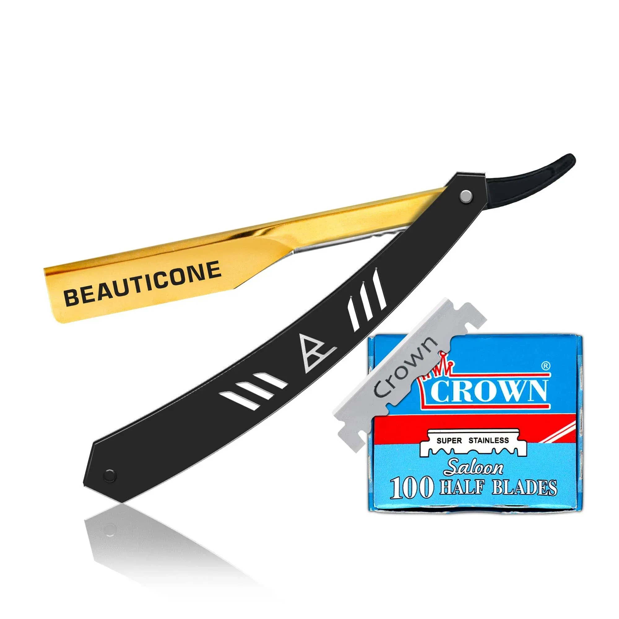 BEAUTICONE Straight Razor | Professional Barber Razor for Men with 100 Single ...