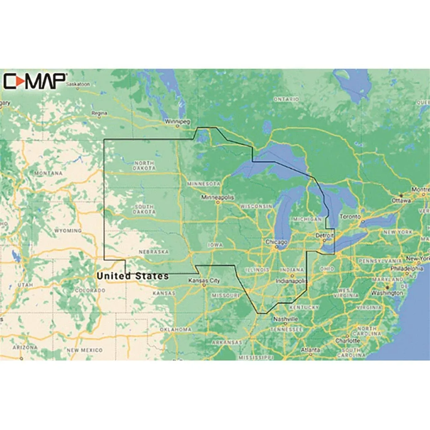 C-MAP Reveal SD Card Map Chart - US Lakes - North Central