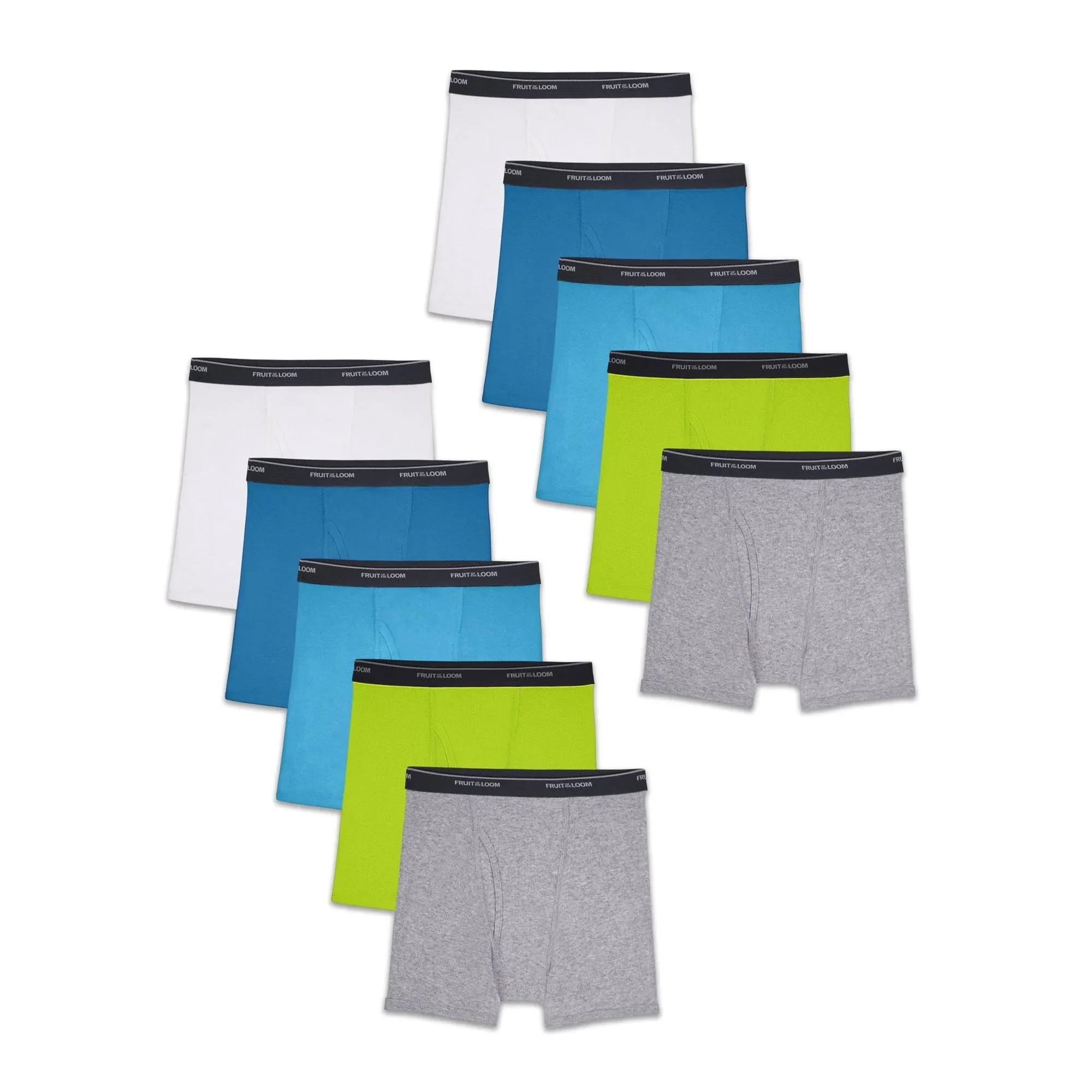 Fruit of the Loom Boys Tag Free Boxer Brief Underwear, 10 Pack Assorted Colors