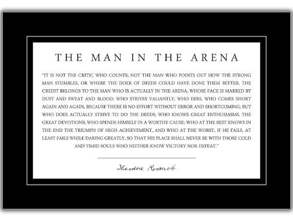 Theodore Teddy Roosevelt the Man in the Arena Quote 13x19 Poster (Black Text)