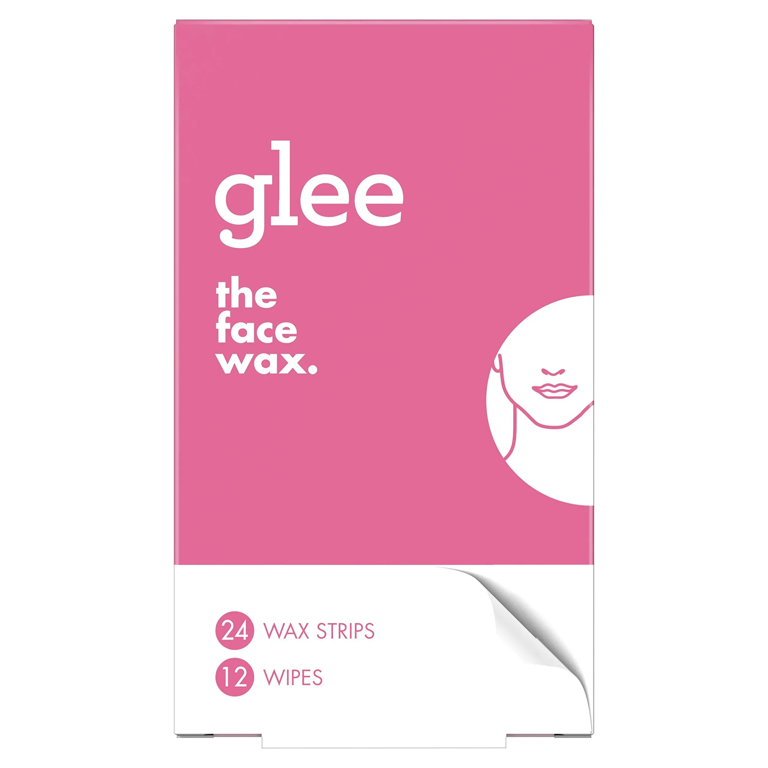 Glee Face Wax Hair Removal Strips for Women, Vegan, 24 WAX STRIPS x 2 PACK