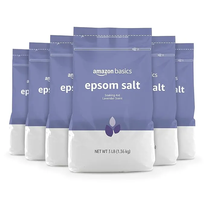 Amazon Basics Epsom Salt Soaking Aid, Eucalyptus Scented, 3 Pound (Pack of 6) (Previously Solimo)