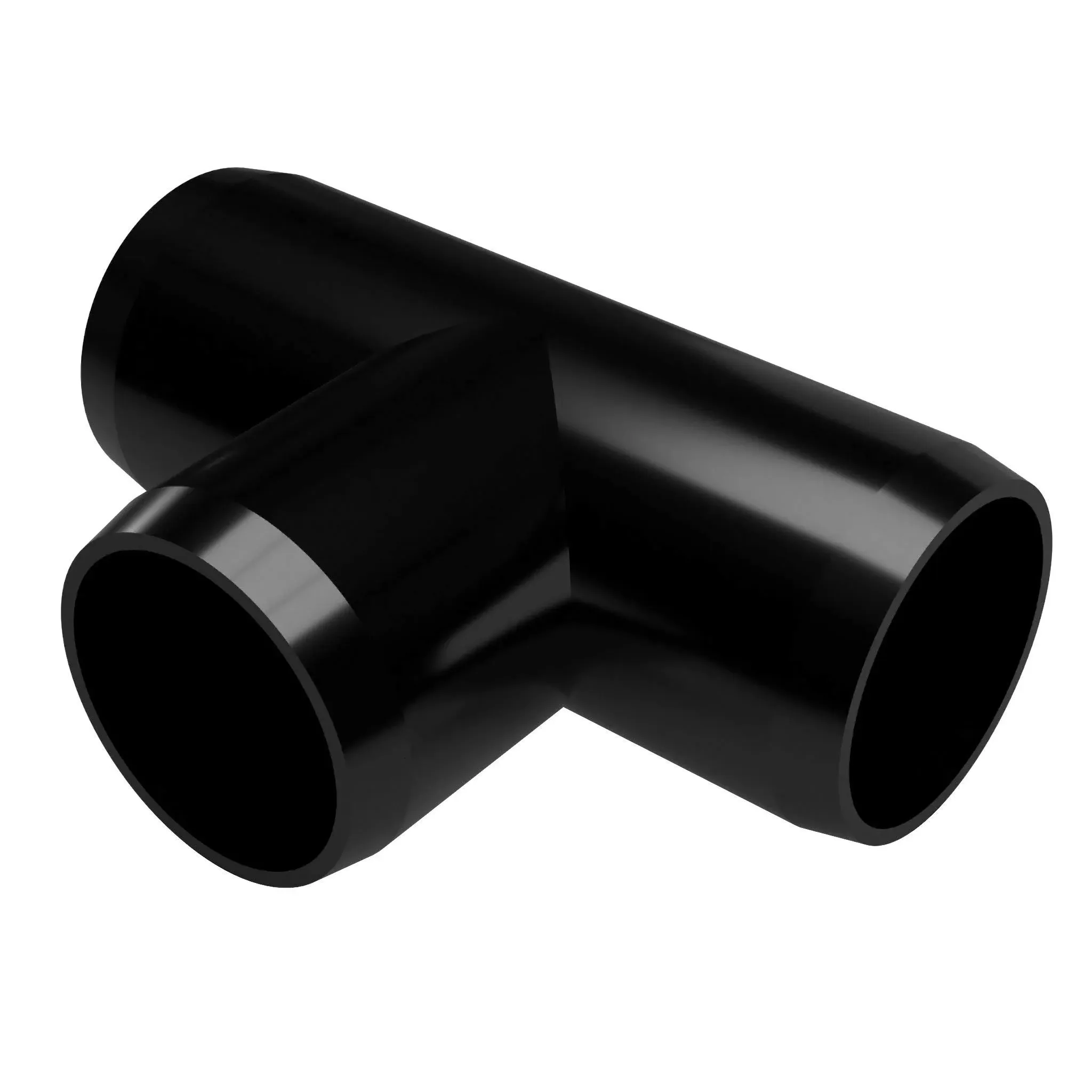 Formufit F001TEE-BK-4 Tee PVC Fitting, Furniture Grade, 1" size, Black, 4-Pack