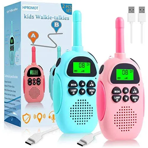 HPROMOT Walkie Talkies for Kids: 2 Pack Rechargeable Kids Walkie Talkies, Long ...