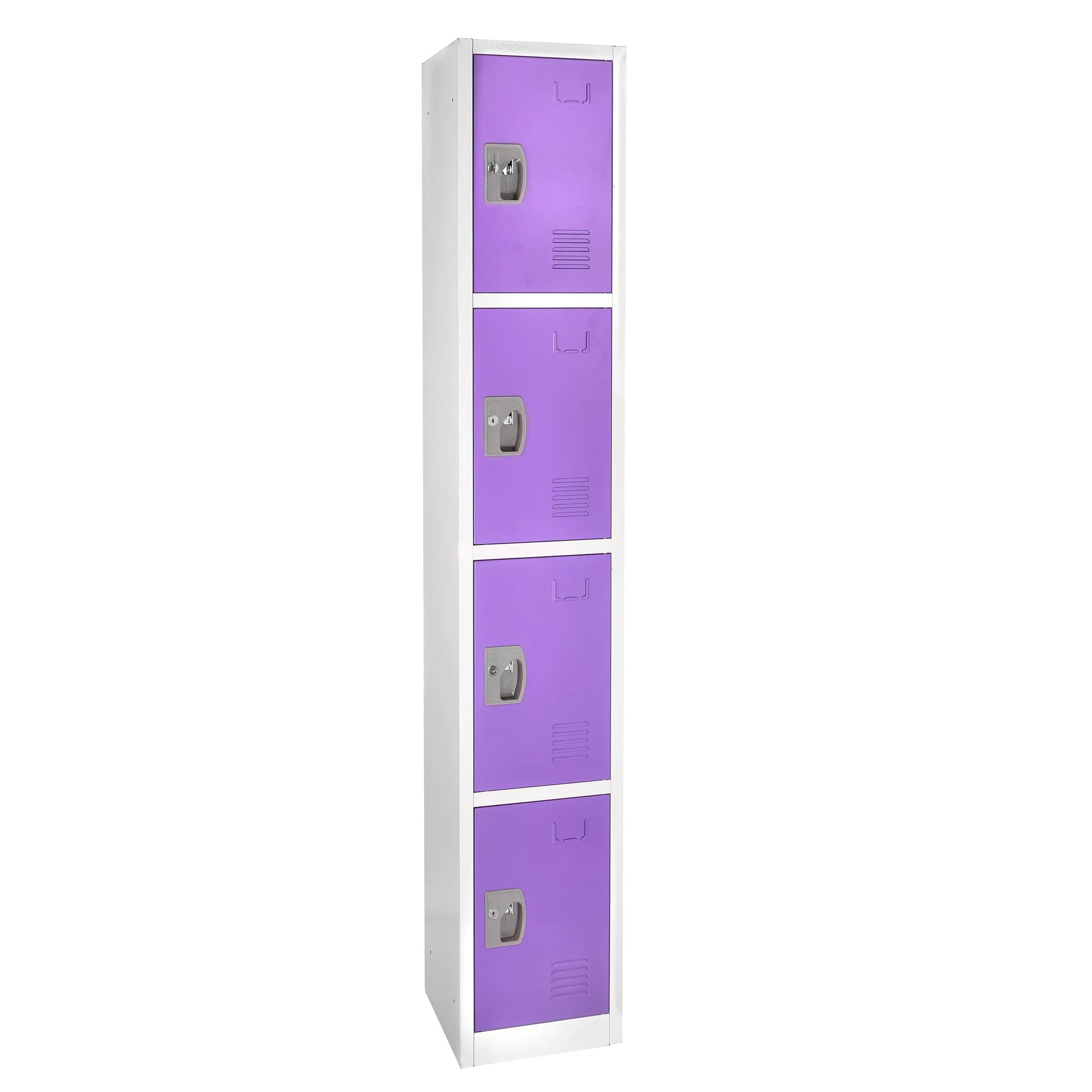 AdirOffice Large School Locker with 4 Doors 4 Hooks - Heavy Duty Stainless Steel Storage Locker for Garage Storage - Office Storage Lockers - (4 Door, Purple)