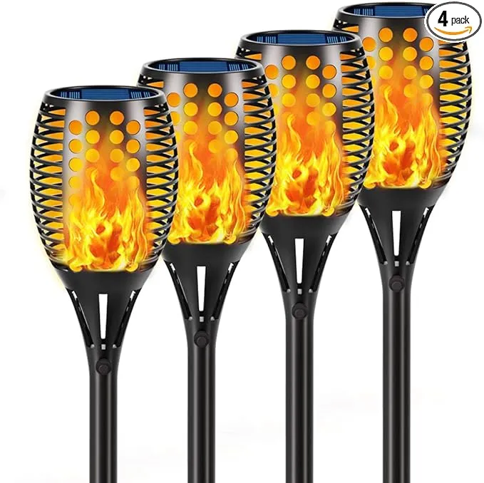 Aityvert Solar Lights, 43" Flickering Flames Torch Lights Outdoor Waterproof Landscape Decoration Lighting Dusk to Dawn Auto On/Off Security Flame Lights for Yard Garden Pathway Driveway 4-Pack