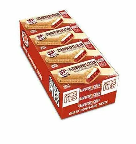 JJ's Bakery Snack Pie Duos Strawberry & Cream Snack Pies, Individual Dessert, Fresh-Baked, Nut-Free, Kosher Parve, 4 Oz Each (Pack of 12)