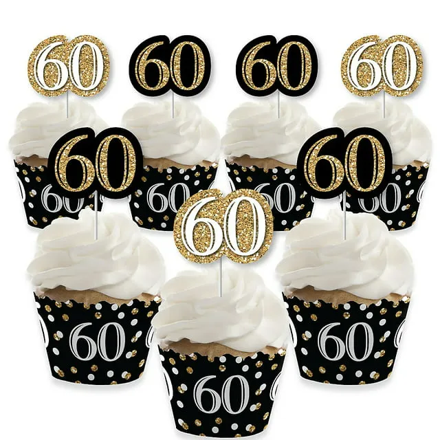 Big Dot of Happiness Adult 60th Birthday Cupcake Decorations