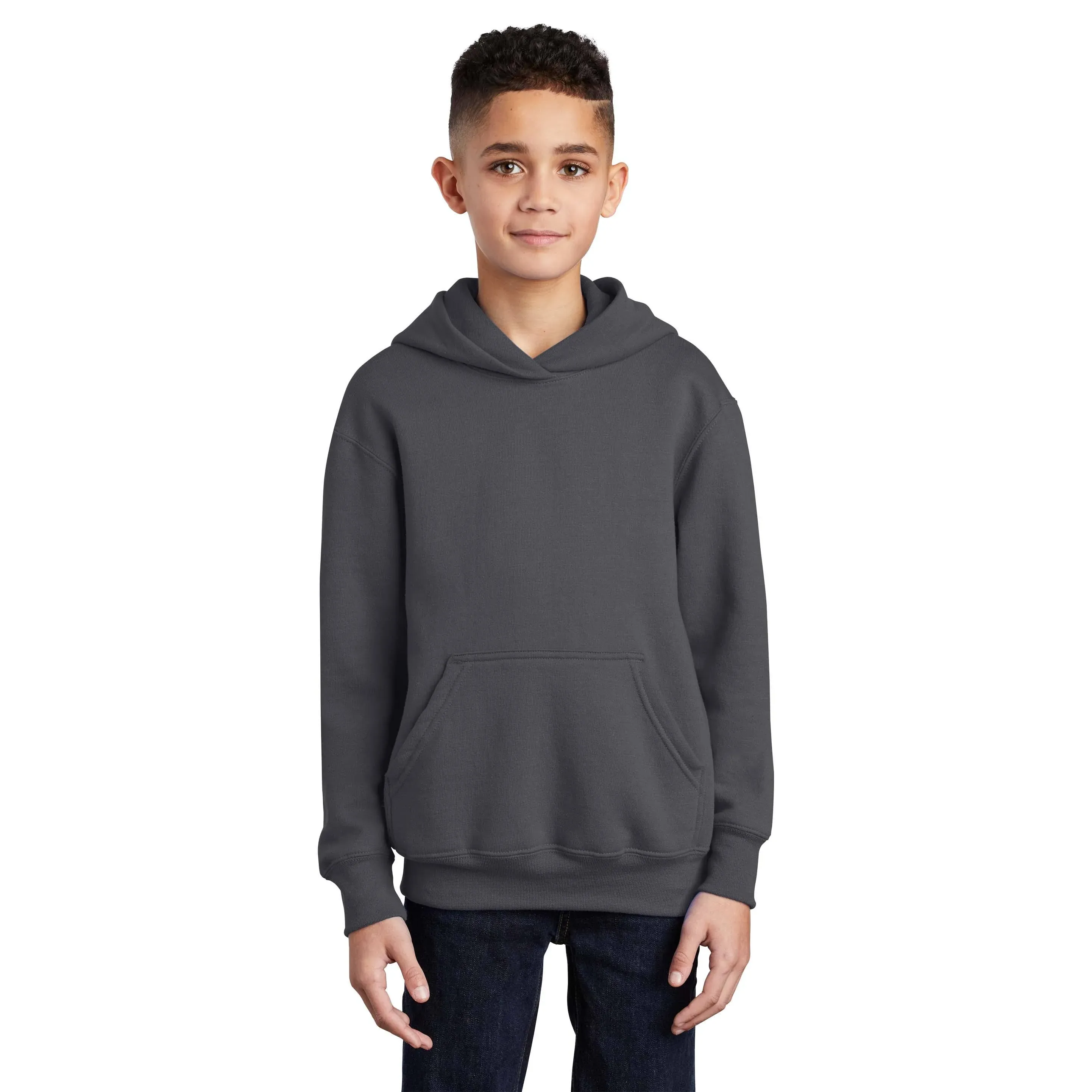 Port & Company PC90YH Youth Core Fleece Pullover Hooded Sweatshirt - Charcoal - Xs