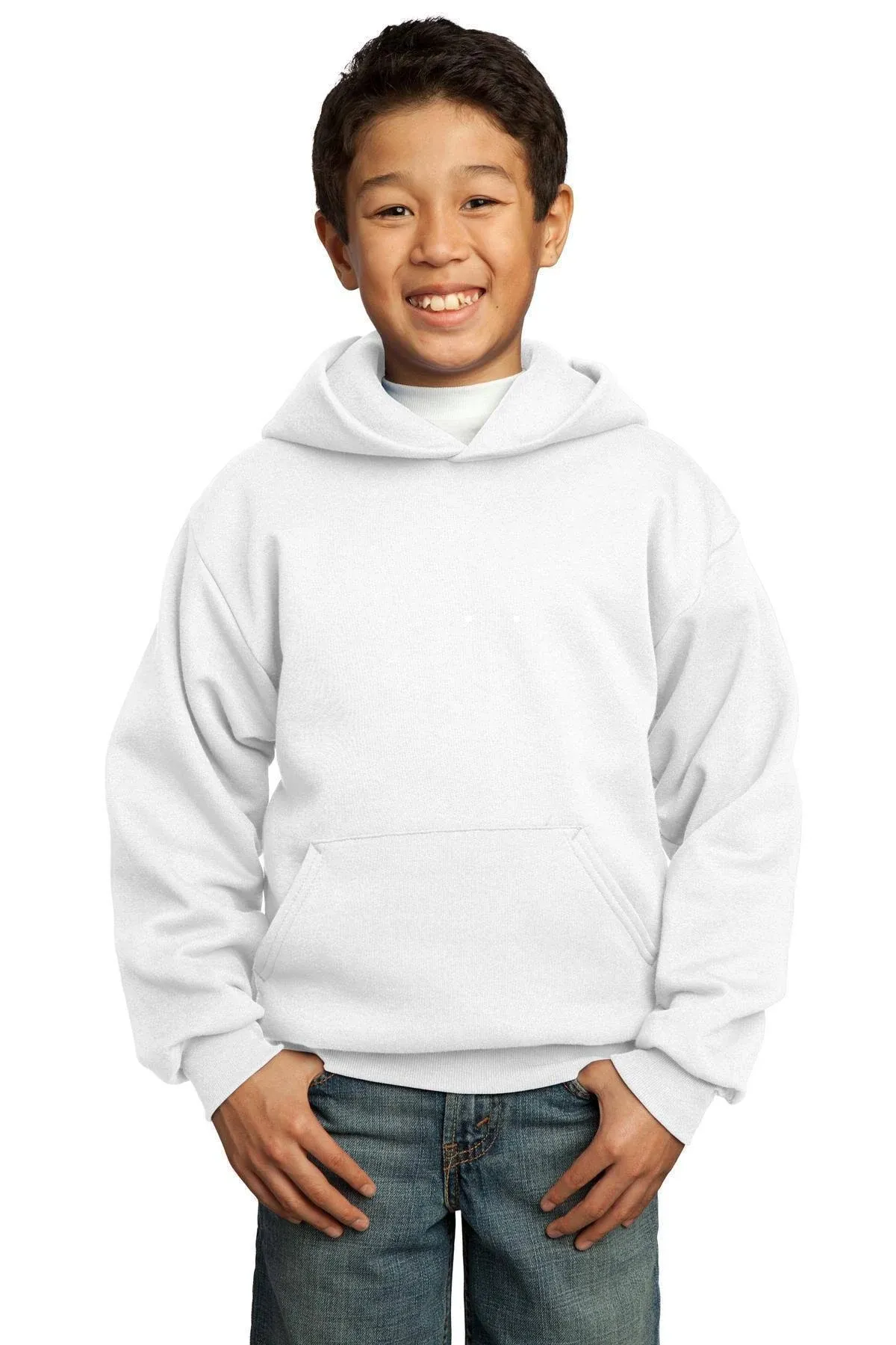 Port & Company PC90YH Youth Core Fleece Pullover Hooded Sweatshirt - White - XL