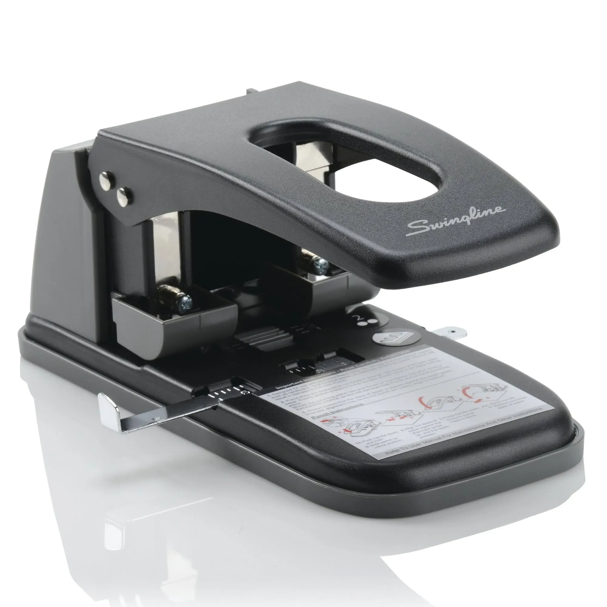 Swingline 100-Sheet High Capacity 2-Hole Punch, Fixed Centers, 9/32" Holes, Black ...