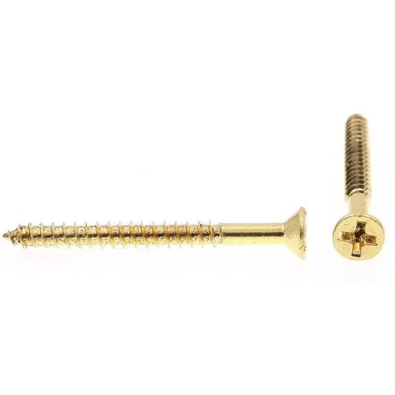 Prime-Line #6 x 1-1/2 in. Solid Brass Phillips Drive Flat Head Wood Screws (100 ...