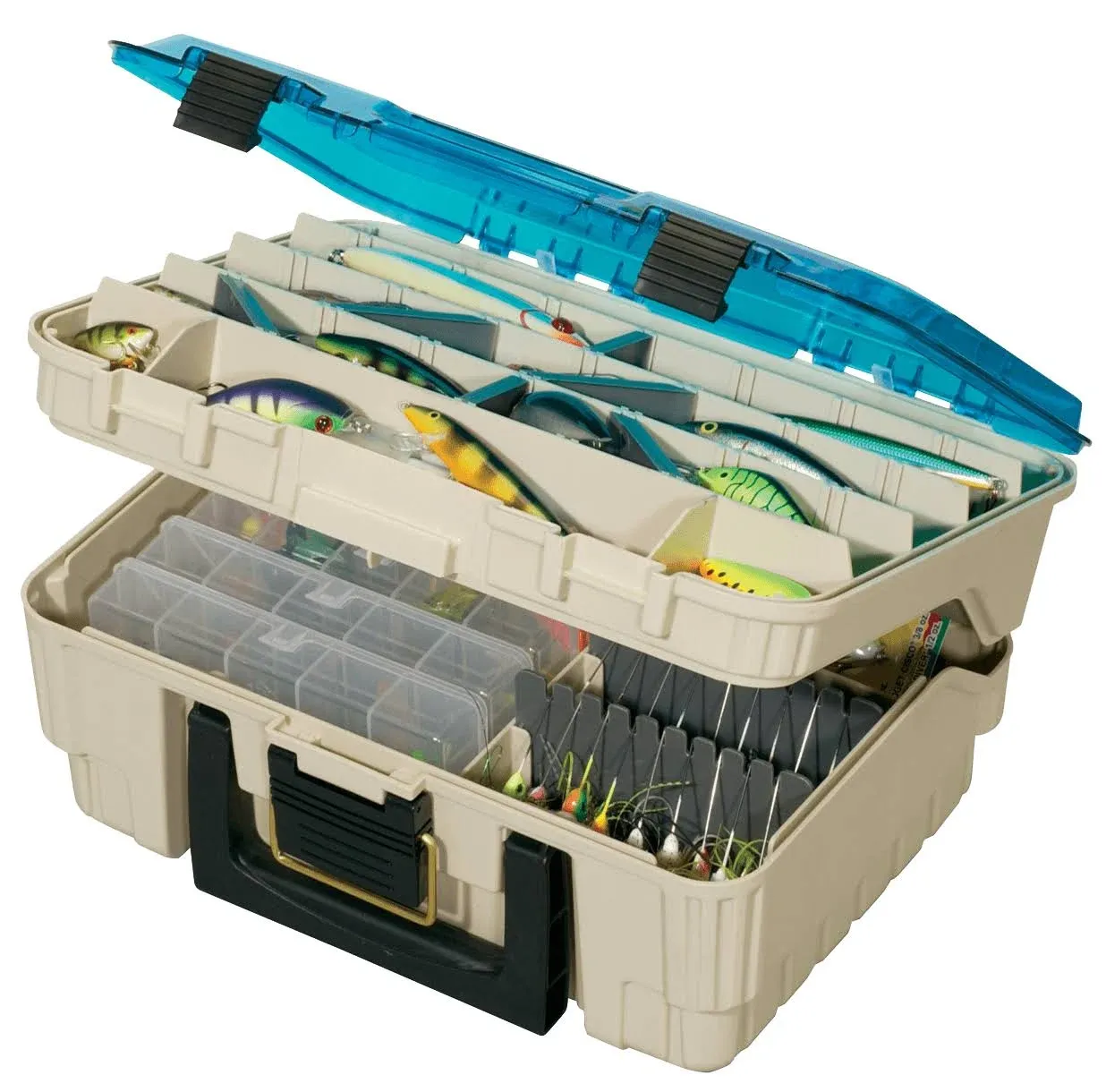 Plano Synergy Fishing Magnum Satchel , Two-Tier Tackle Box , Blue / White