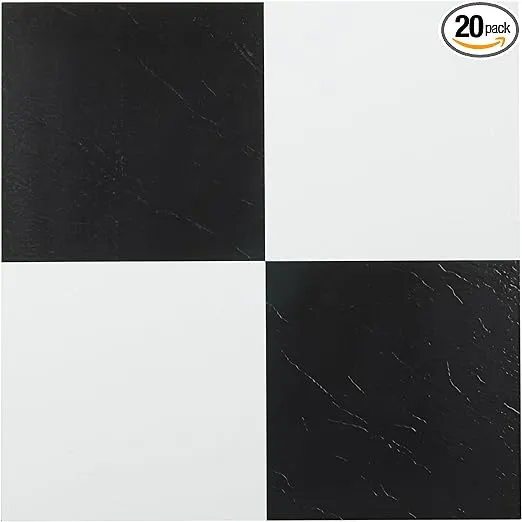 Achim Home Furnishings FTVSO10320 Nexus 12-Inch Vinyl 20 Tiles, Black/White 