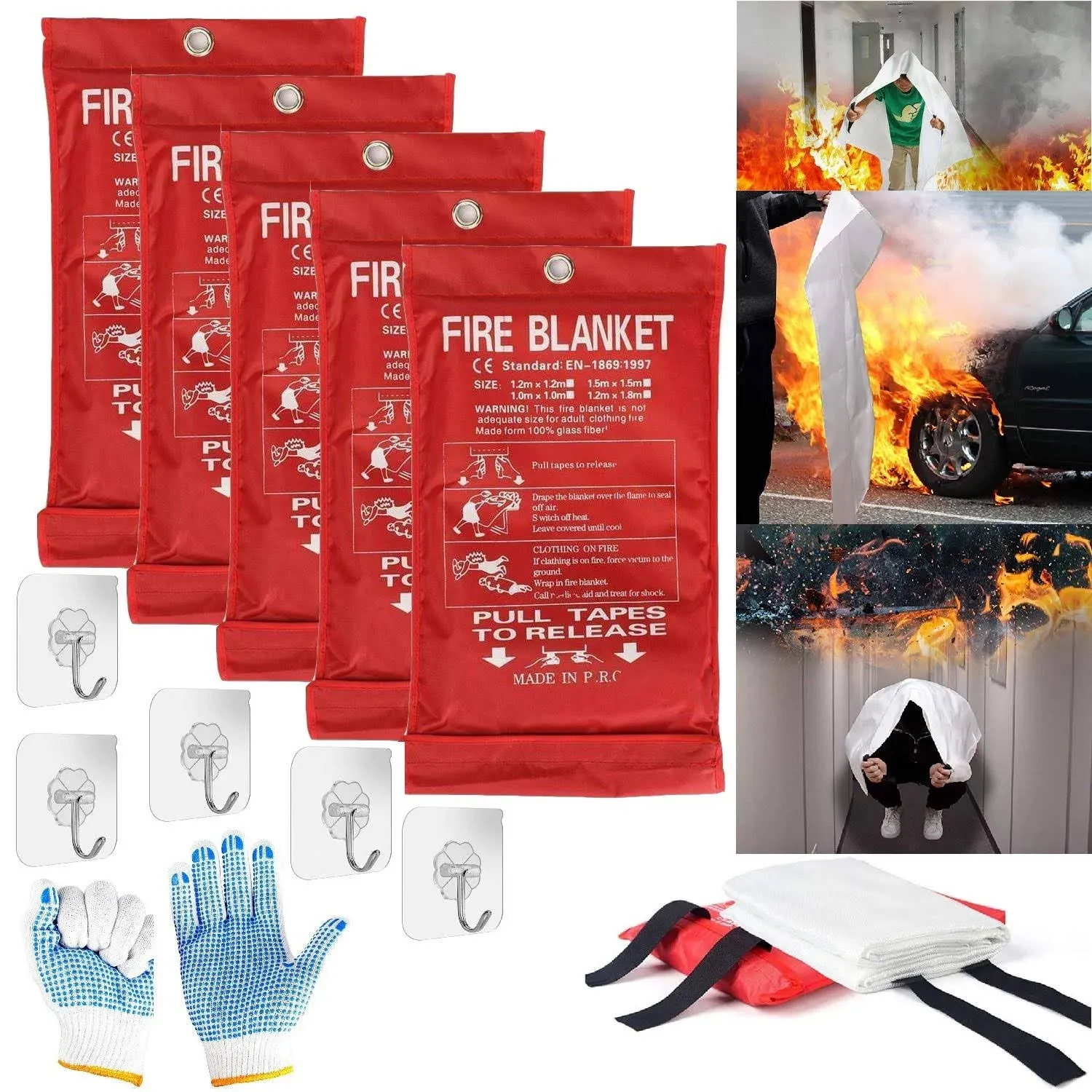 5X Fire Blanket Fire Suppression Blanket | Fiberglass Fire Blankets Emergency for ...