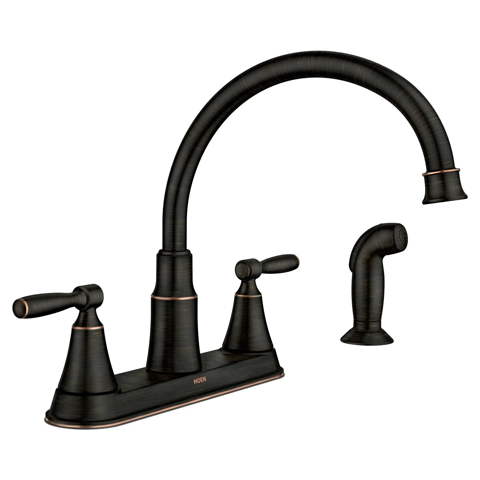 Moen Hutchinson Mediterranean Bronze Two-Handle High Arc Kitchen Faucet Used