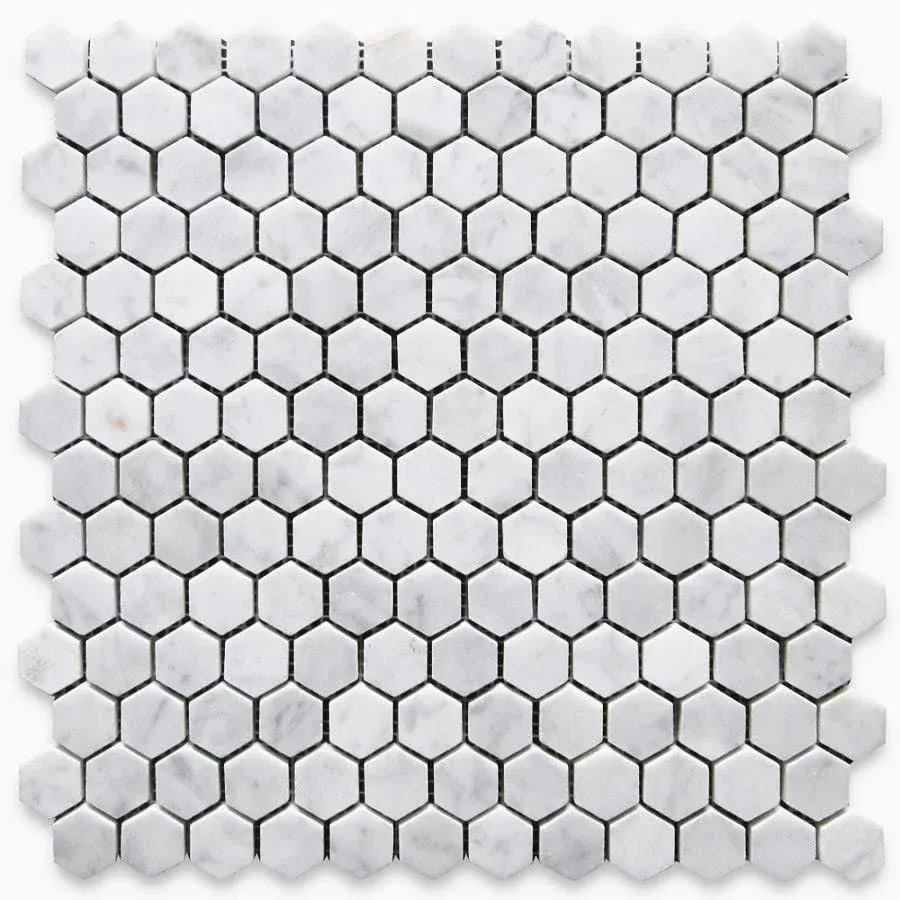 MARBELLA Carrara Hex 1x1 honed Bianco Carrara Mosaic Tile