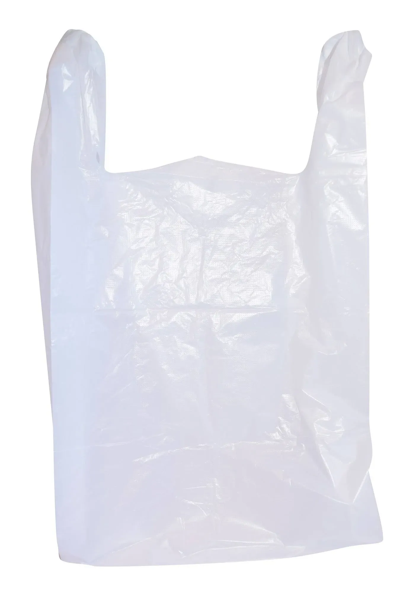 100 Large Plastic Grocery Tshirt Bags Plain White 12&#034; X 6&#034; X 21&#034; By Ja Ki