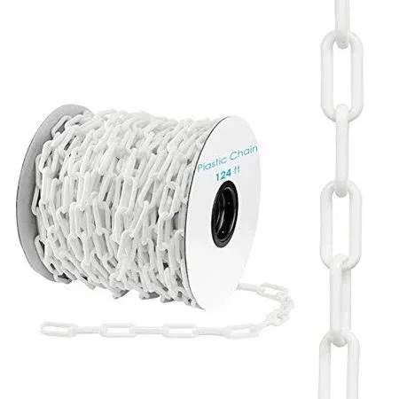 Houseables Plastic Chain, Safety Barrier, 124 Foot, 2&#034; Links, Light Weight Fence