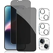 Pehael 2+2 Pack iPhone 14 Plus Privacy Screen Protector with Camera Lens Protector Full Coverage Anti-Spy Tempered Glass Film 9H Hardness Bubble Free